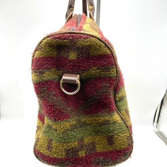 WEEKENDER mini-bag Pendleton & J. Crew style Unbranded VINTAGE leather handle - Picture 10 of 14